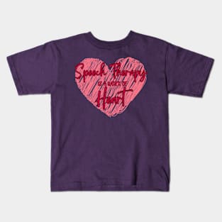 Speech Therapist, slp, speech language pathologist, heart, valentine, SLPA, Speech Path, speech therapy gift shirt Kids T-Shirt